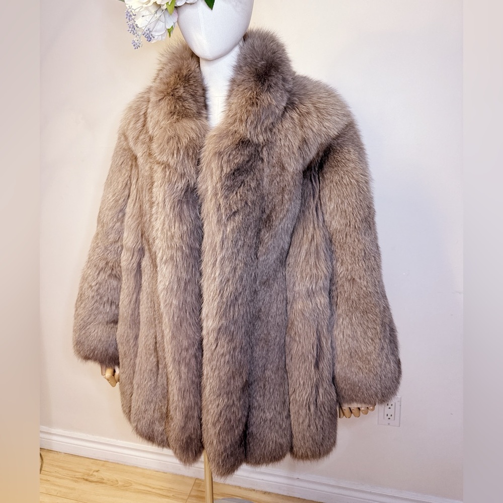 Vintage Cocoa + Grey SAGA Fox Fur Jacket (Japan) - Picture 6 of 12